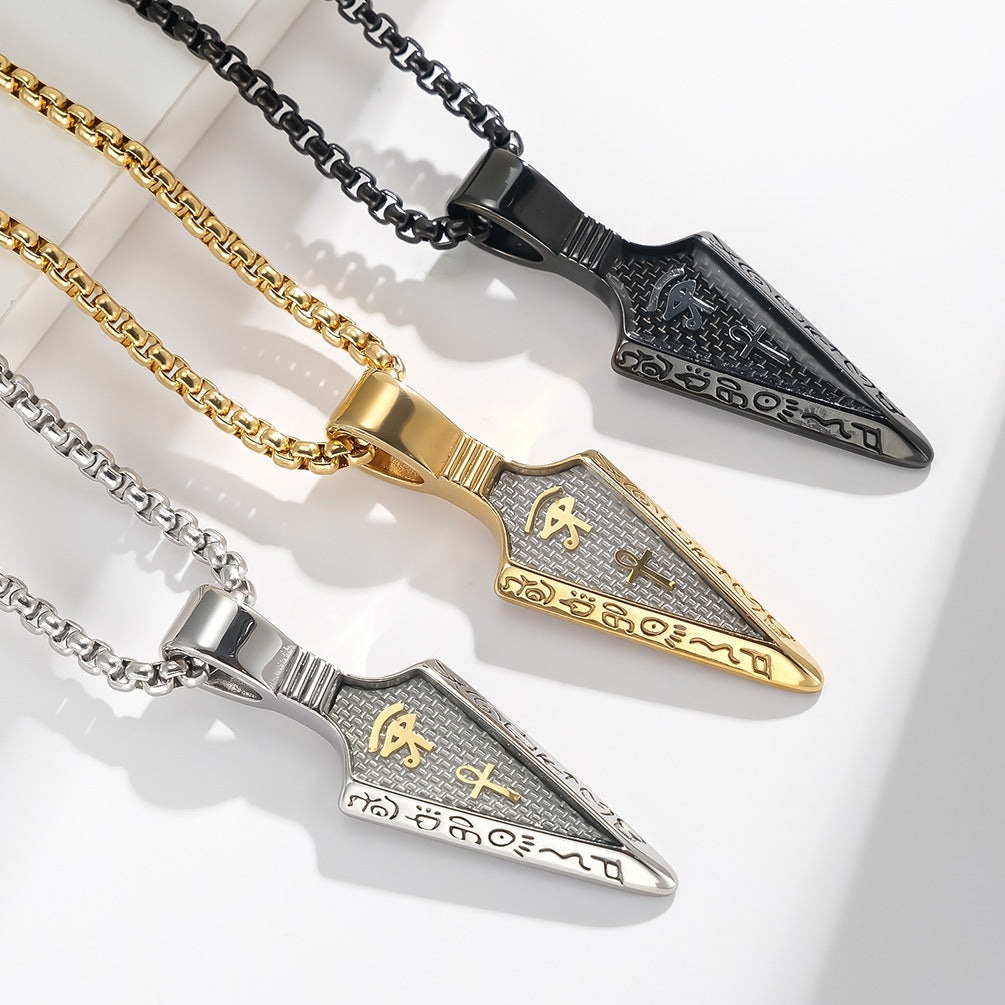 Planderful Eye Of Horus Necklace Titanium Steel Carbon Fiber Pendant For Men Bold Literary Style Jewelry