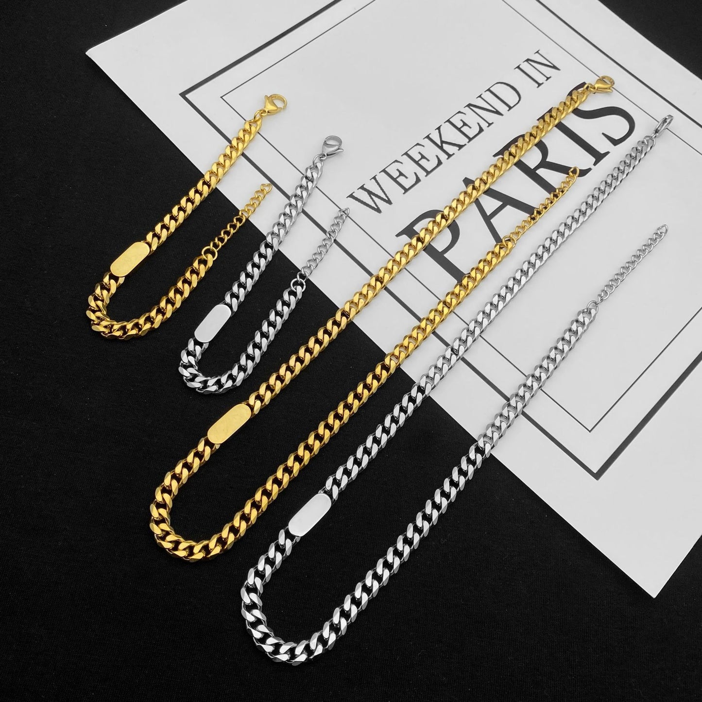 Planderful Jewelry Gold Steel Chain Necklace for Men