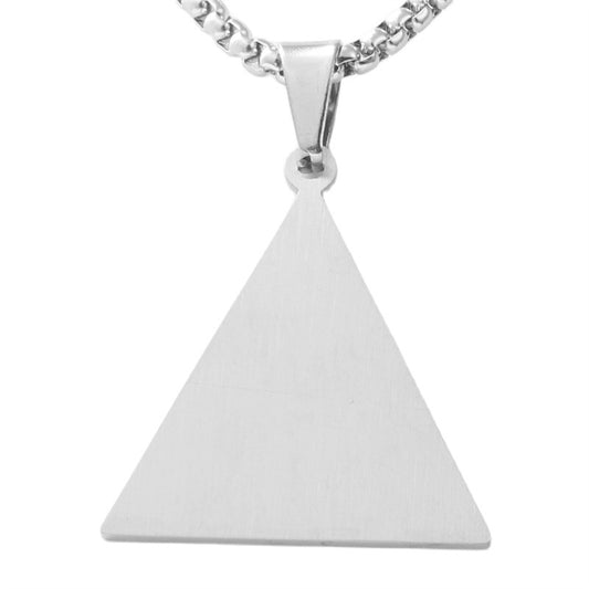 Trendy Men's Titanium Steel Triangular Pendant Necklace with Retro Sequins