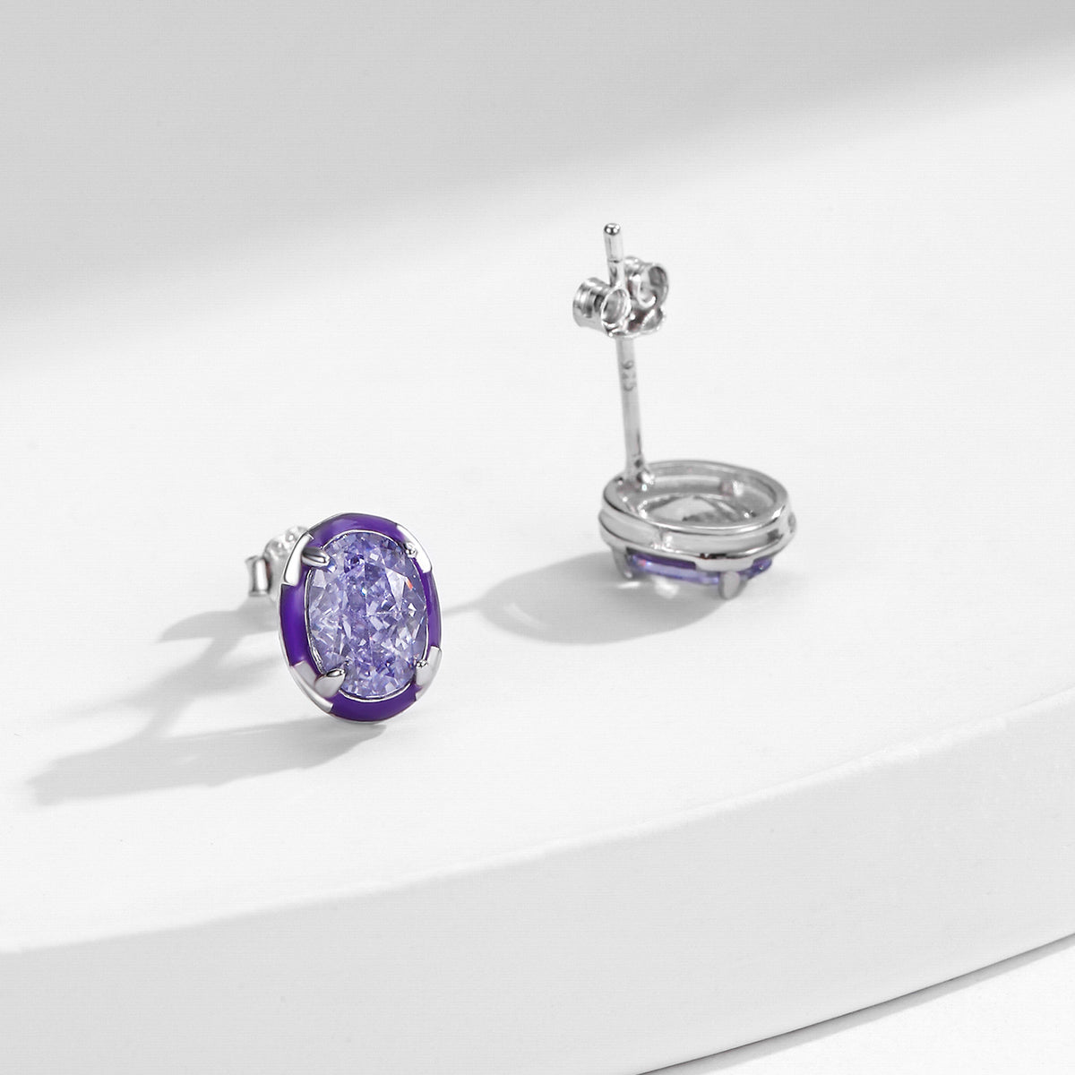 925 Sterling Silver Crushed-Ice Zircon Stud Earrings