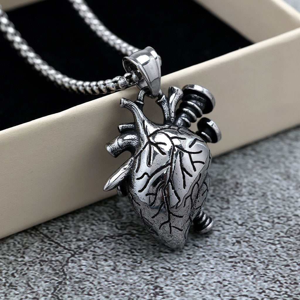 Punk Heart Stainless Steel Men's Pendant Necklace