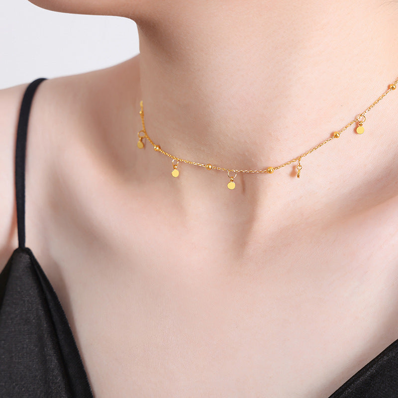 Golden Geometric Titanium Steel Jewelry Set for Women