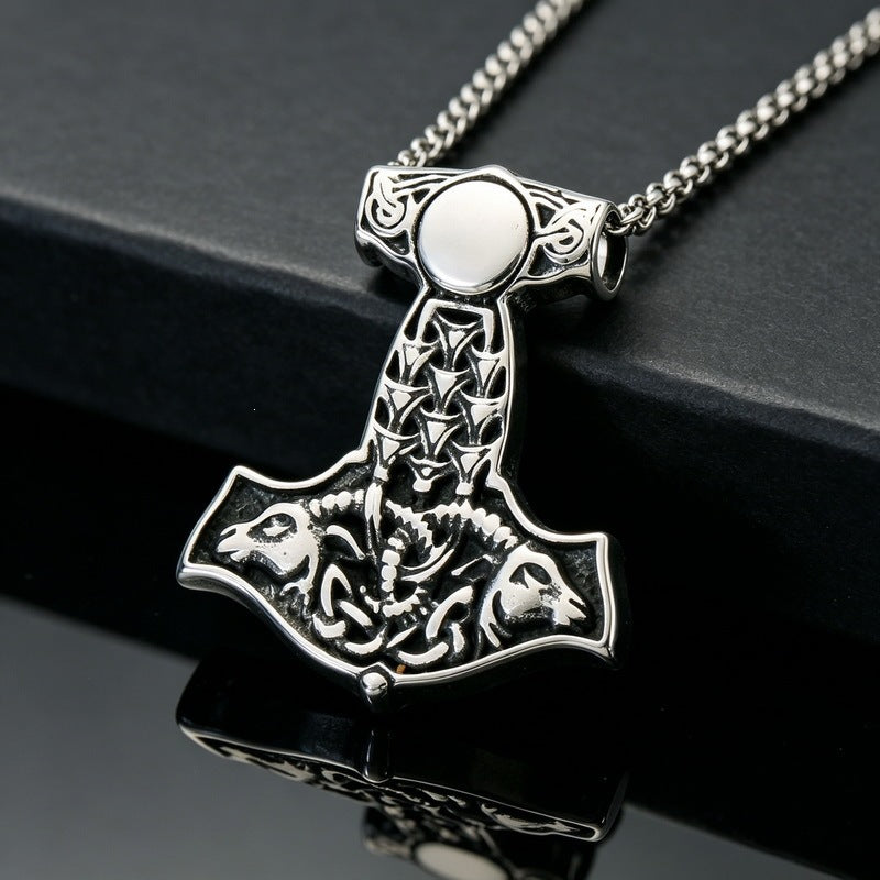 Nordic Viking Quake Stainless Steel Men's Pendant Vintage Irish Knot Mythical Pendant Necklace