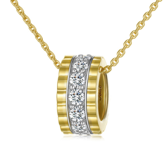 Zircon Golden Ring Pendant Sterling Silver Necklace