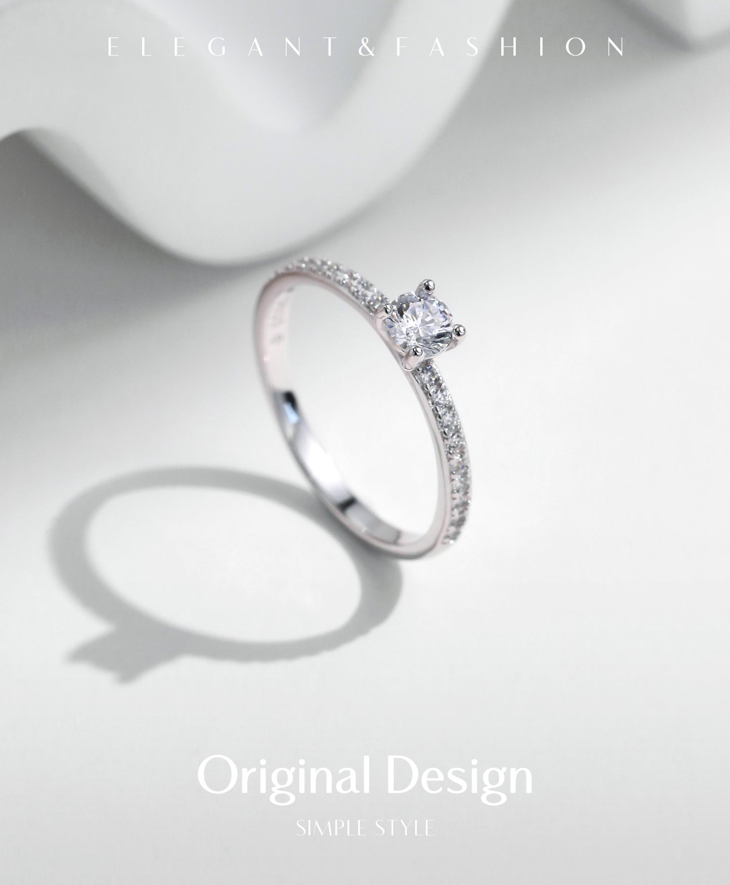 Planderful Moissanite Sparkling Ring – Luxury Niche Design with Shiny Moissanite