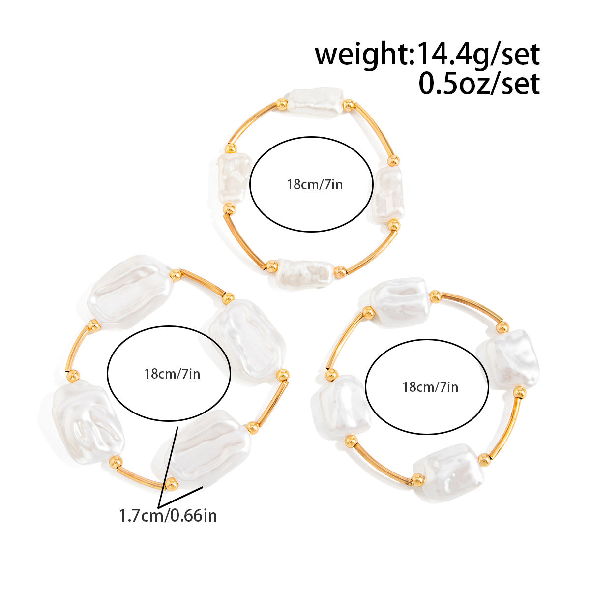 French Retro Irregular Stacking Wearing Imitation Pearl Bracelets Baroque Special-Shaped Elastic Bracelet