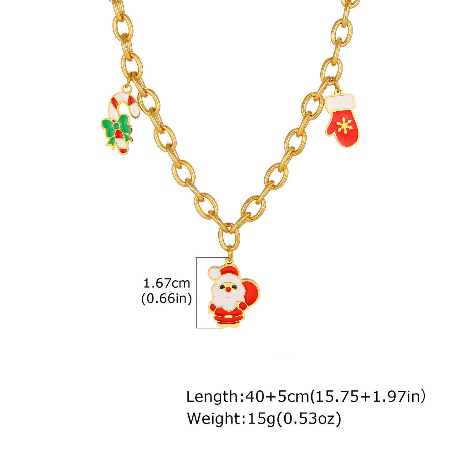 Stainless Steel Necklace Female Christmas Tree Santa Bells Socks Star Bracelet Holiday