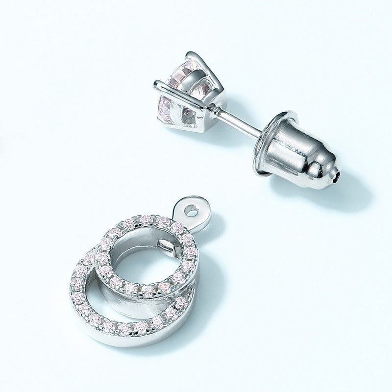 S925 Sterling Silver Moissanite Geometric 5 × 5 mm Stud Earrings