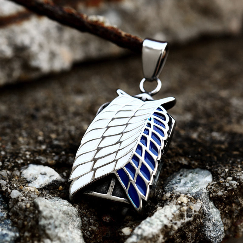 Retro Stainless Steel Wings of Freedom Pendant Jewelry for Men, European and American Style