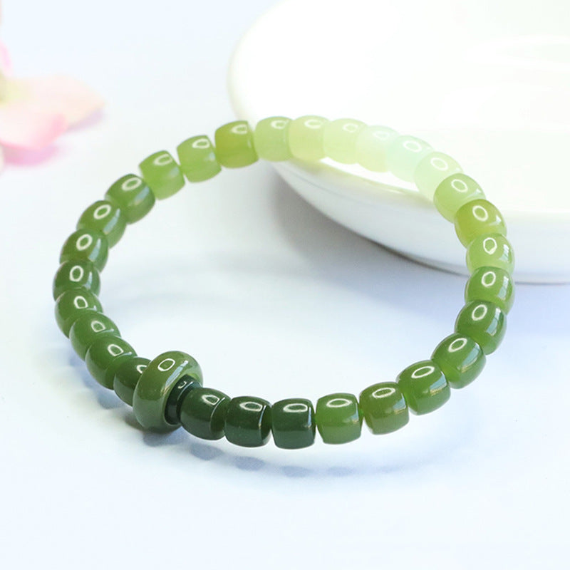 Hetian Jade Gradient Straight-Cut Slider Bracelet