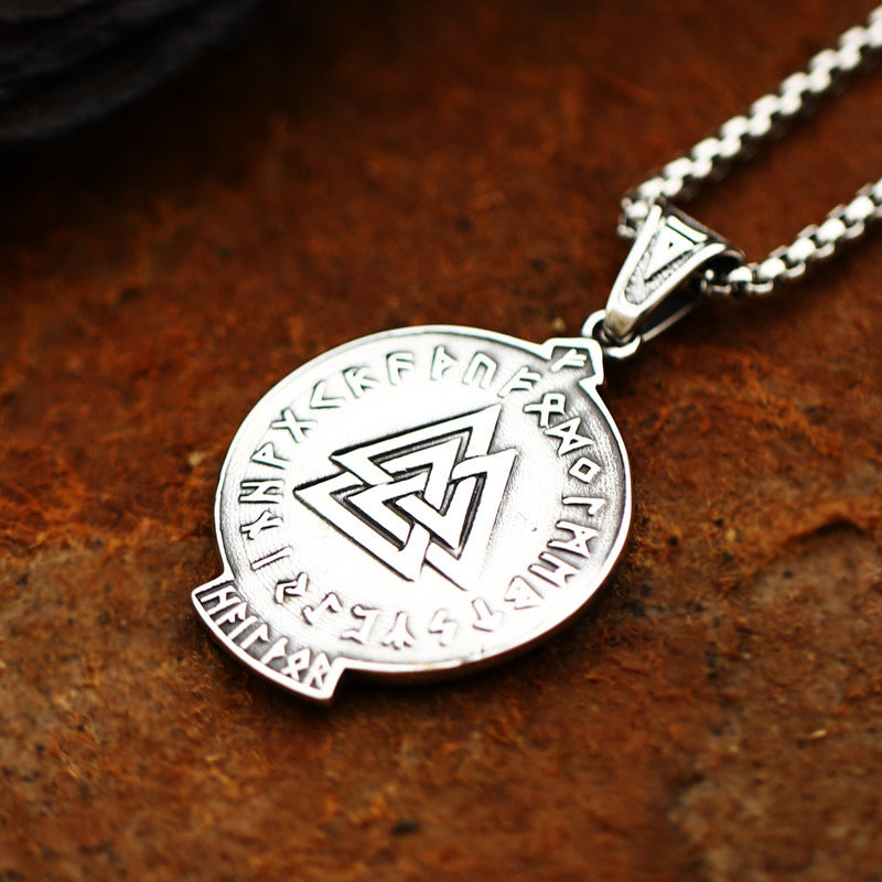 Titanium Steel Viking Rune Pendant with Celtic Knot and Dragon Totem for Men