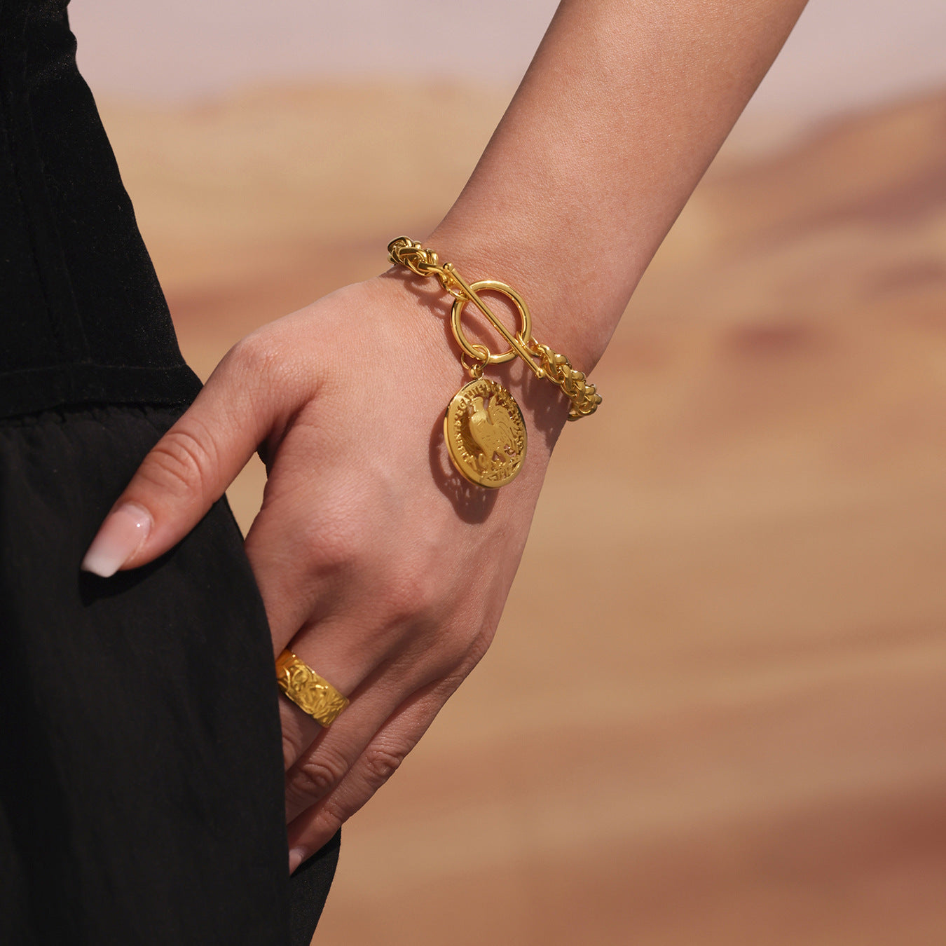 Planderful OT Buckle Bracelet 18K Gold Plated Steel Hip Hop