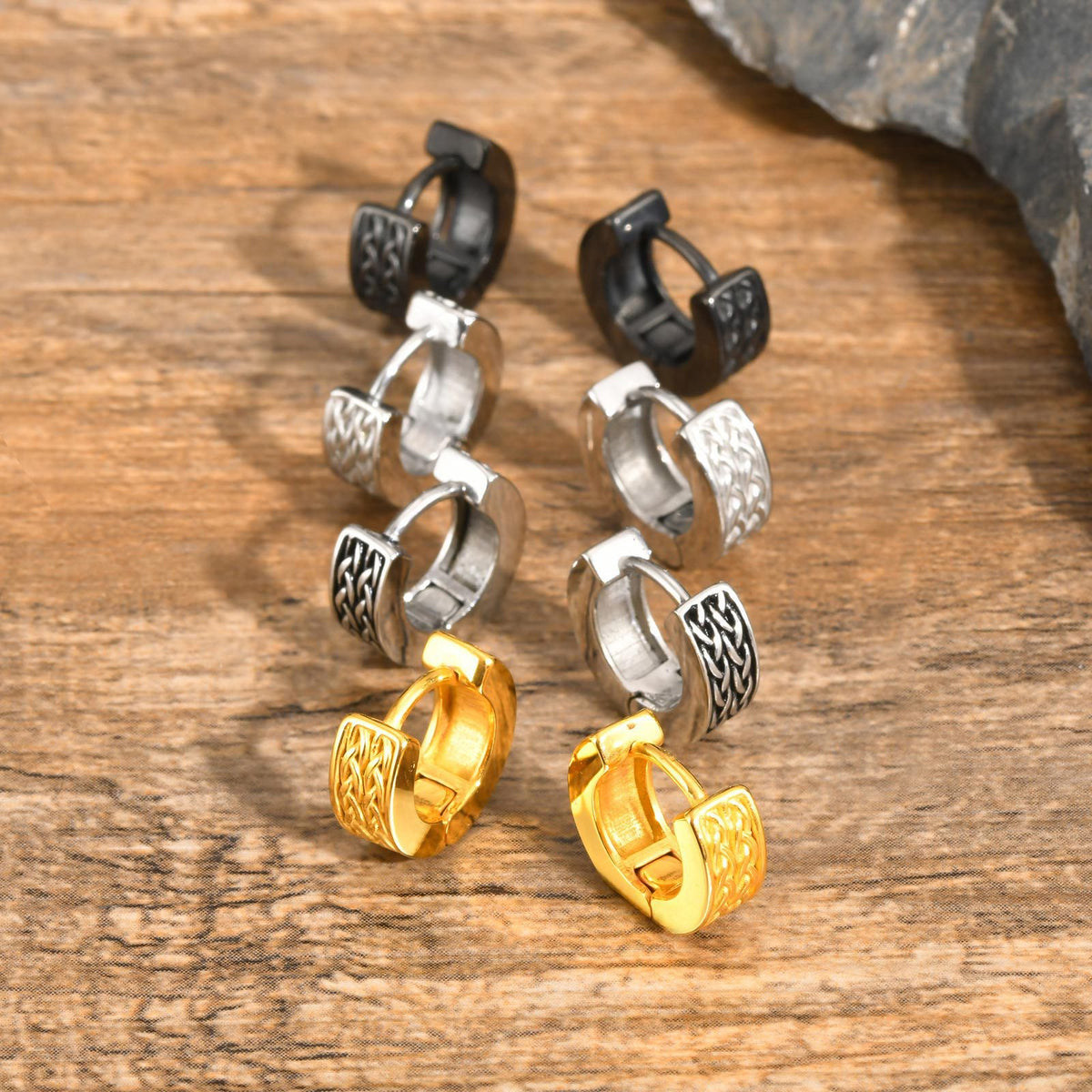 Modern Stainless Steel Earring — Single — Gold / Silver / Black