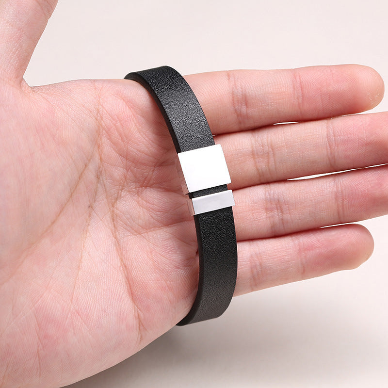 Stainless Steel Leather Rope Vintage Bracelet for Men