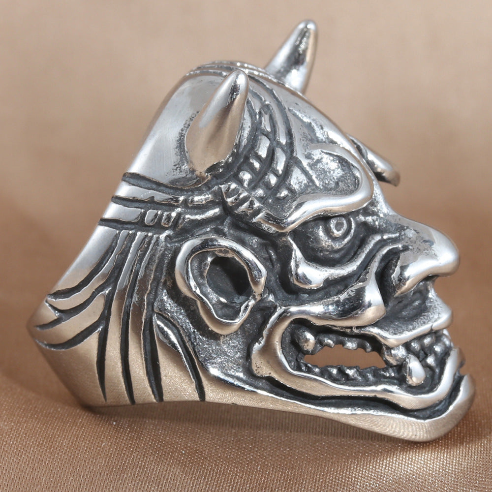 Titanium Steel Skull and Bull Monster Ring for Men - Retro Trendy Accessories