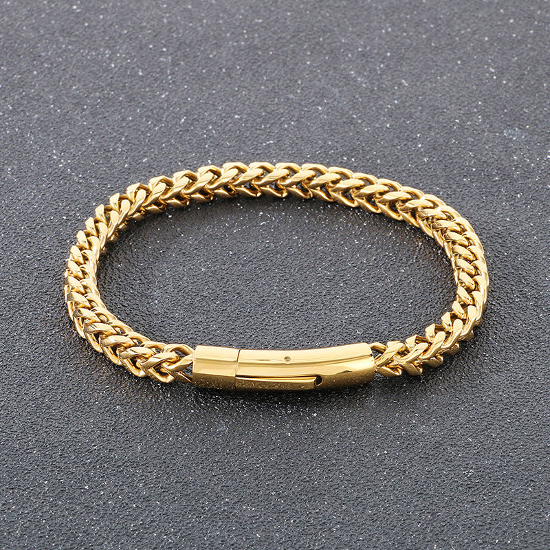 Planderful Men Stainless Steel Chain Bracelet Retro Style