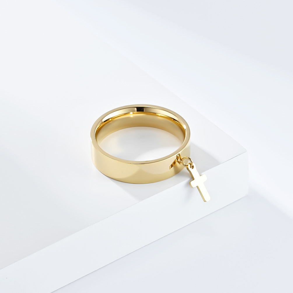 Neutral Wind Star Moon Butterfly Cross Stainless Steel Ring for Men and Women Accessories