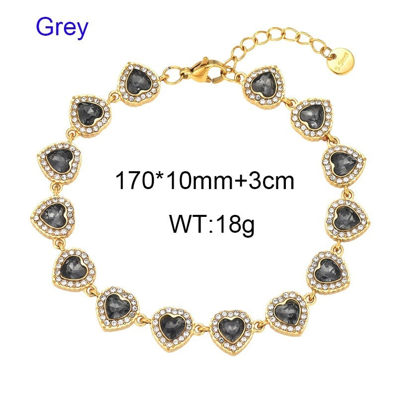 Heart Of The Ocean Romantic Gift French Love Inlaid Zircon Stainless Steel Women's Bracelet