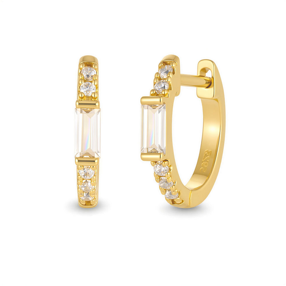 S925 Sterling Silver Zircon Earrings And Versatile Square Zircon Earrings, Ear Buckles, Ear