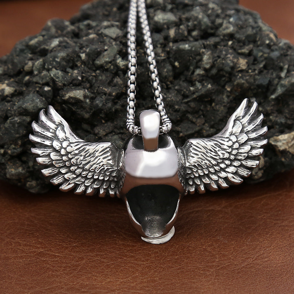 AliExpress Titanium Steel Jewelry Men's Skull Wings Pendant