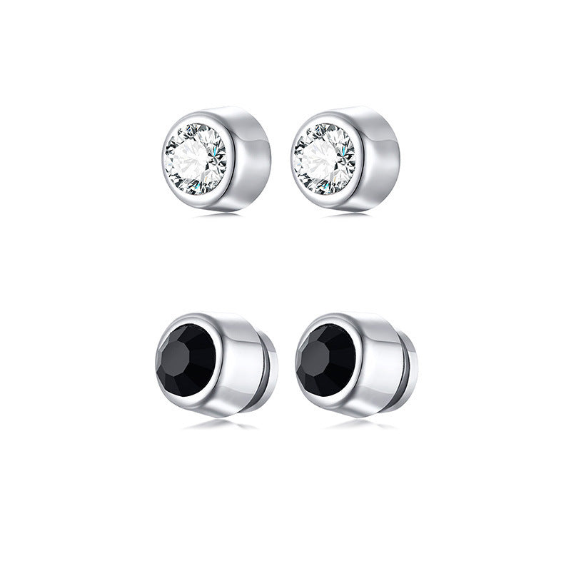Zircon Single Stud Earring — Clear or Black