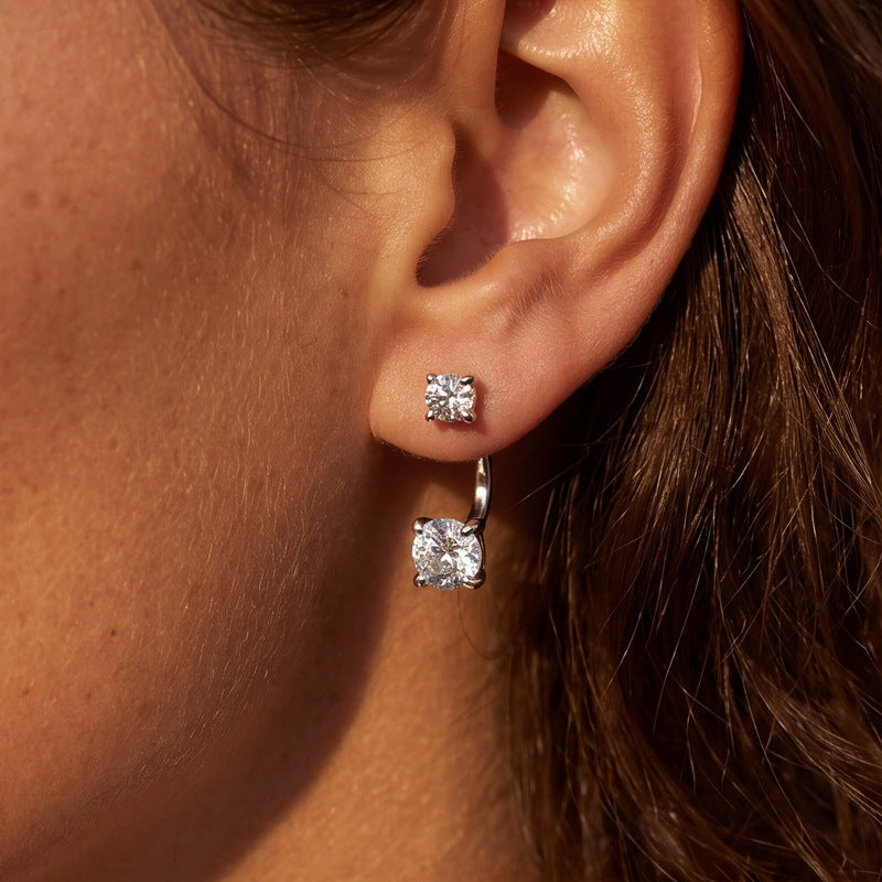 S925 Sterling Silver Moissanite Four-Prong Stud Earrings