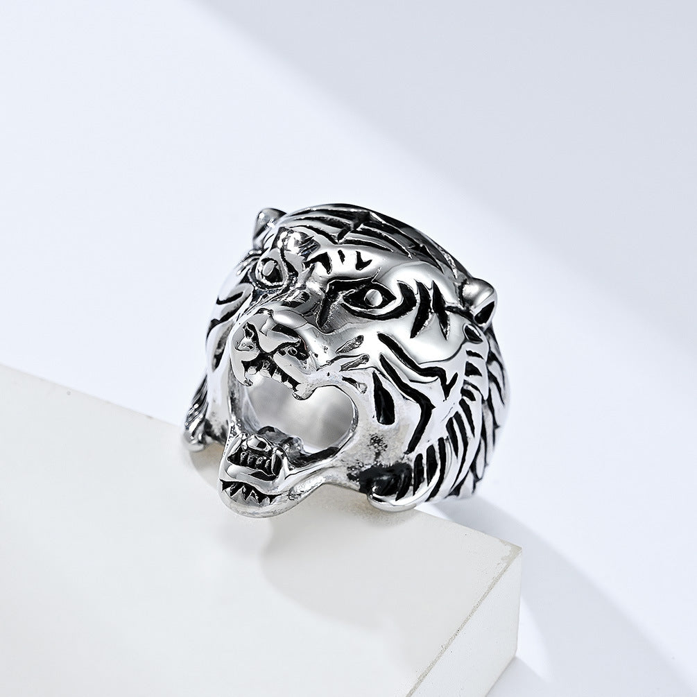 Retro Tiger Head Stainless Steel Ring Mighty Roar Jewelry