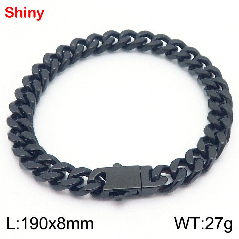 Titanium Steel Cuban Chain Men's Bracelet Polished Four-Sided Grinding Hand Available