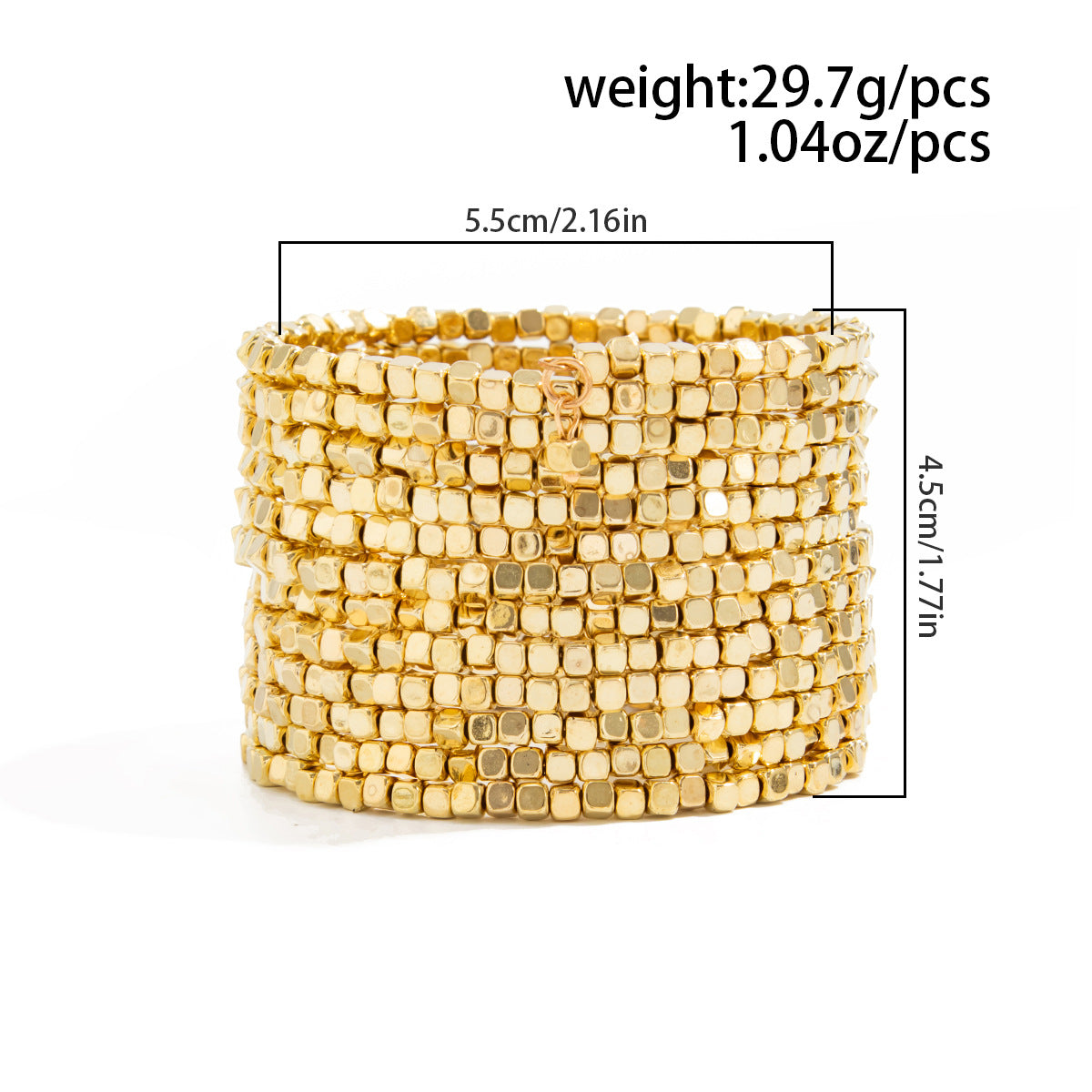 Planderful Vienna Verve Elastic Silver Beaded Bracelet For Women Retro Square Design Statement Jewelry
