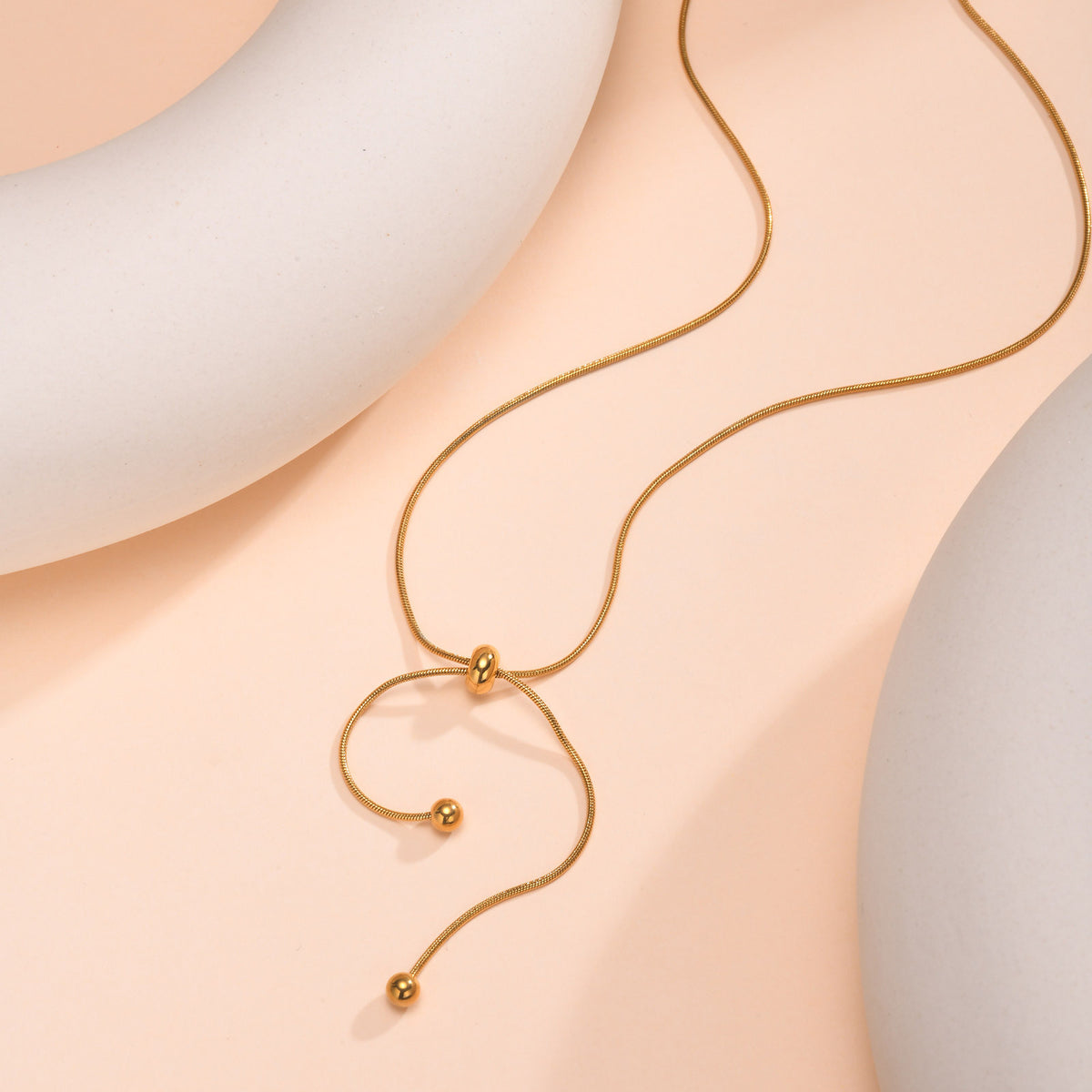 Stainless Steel Round Snake Chain Necklace Ladies Gold Adjustable
