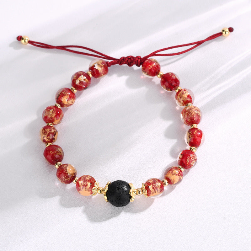 Luxurious Sterling Silver Crystal and Volcanic Stone Bracelet