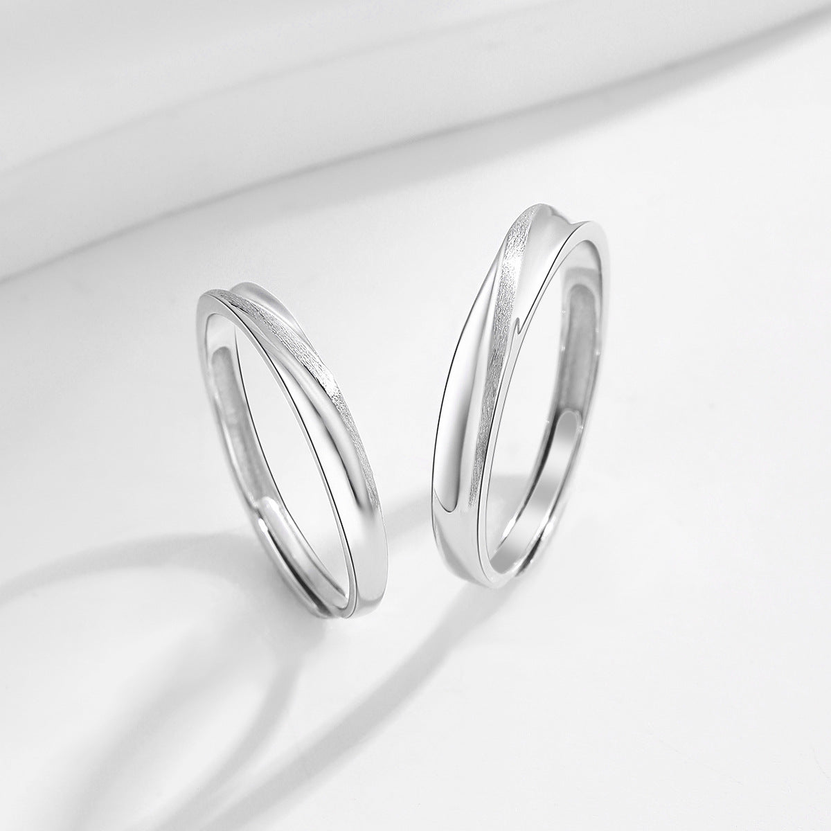 Planderful Everyday Genie – 925 Sterling Silver Twin Knot Couple Rings for Niche Light Luxury