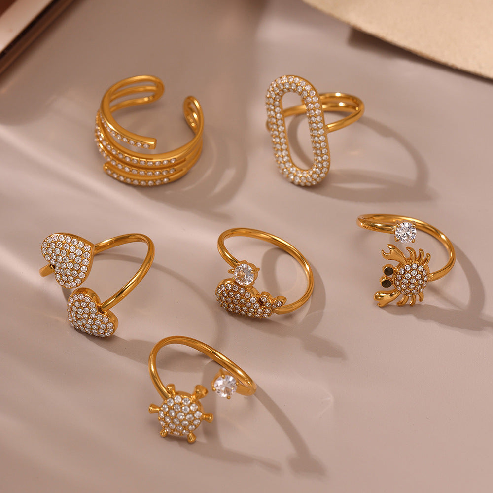 Planderful Everyday Genie Elegant Stainless Zircon Ring 7