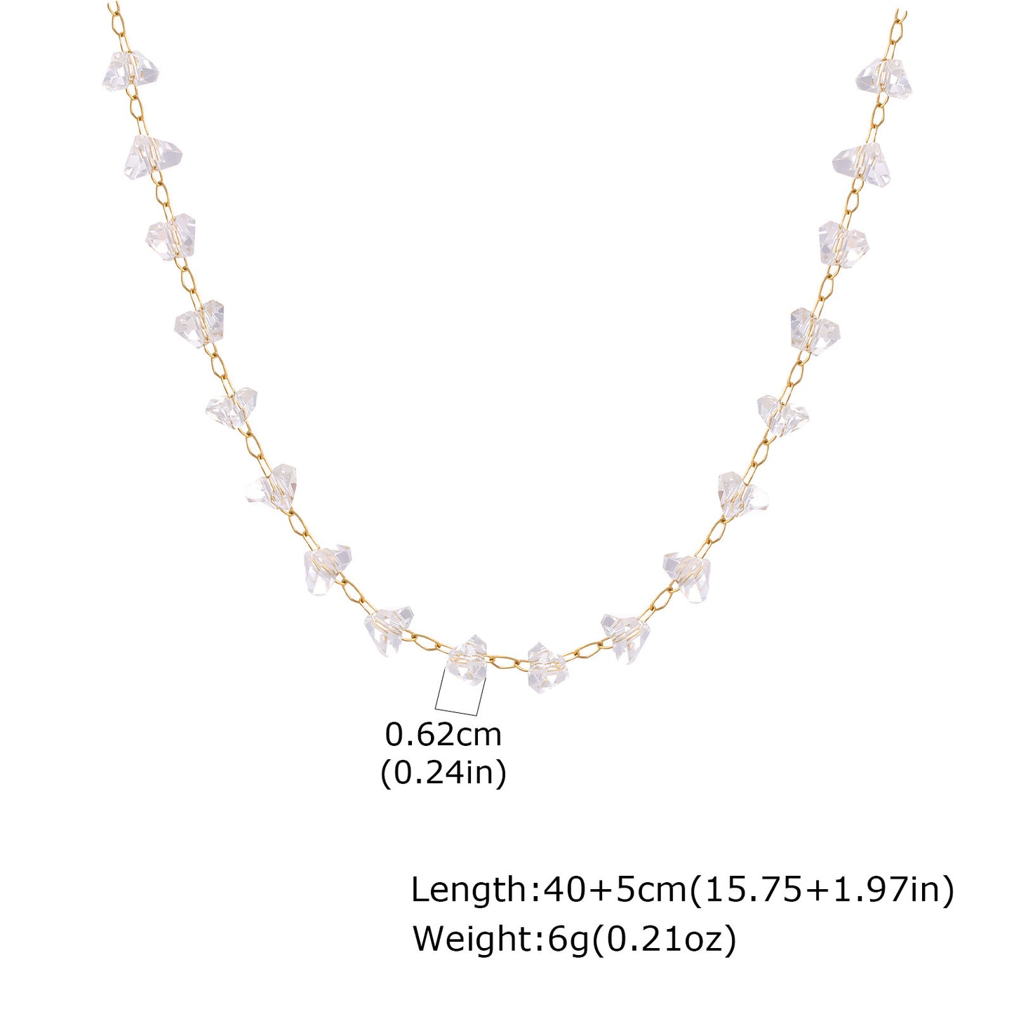 Stainless Steel Irregular Geometric Layered Transparent Bead Necklace Bracelet Anklet