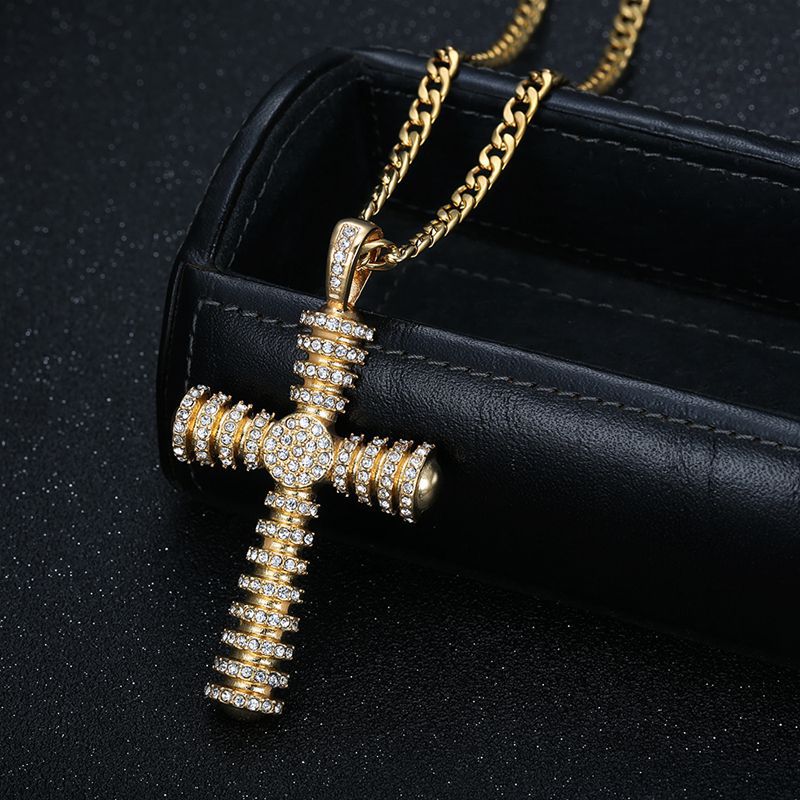 Titanium Steel Necklace – Statement Hip Hop Cross Pendant