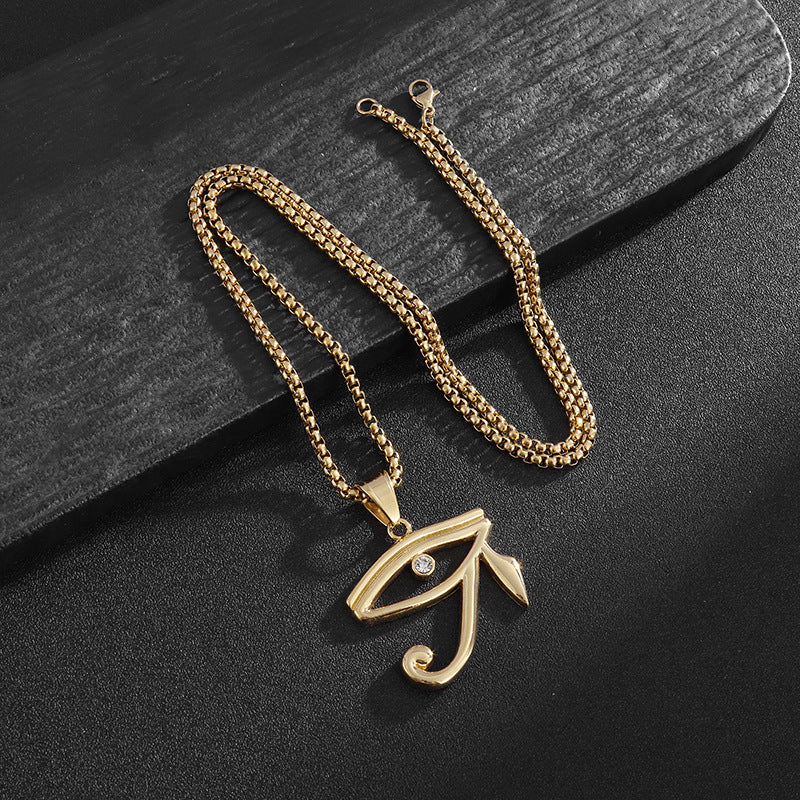 Planderful Eye Of Horus Necklace Titanium Steel Durable Pendant Egyptian Talisman For Spiritual Seekers