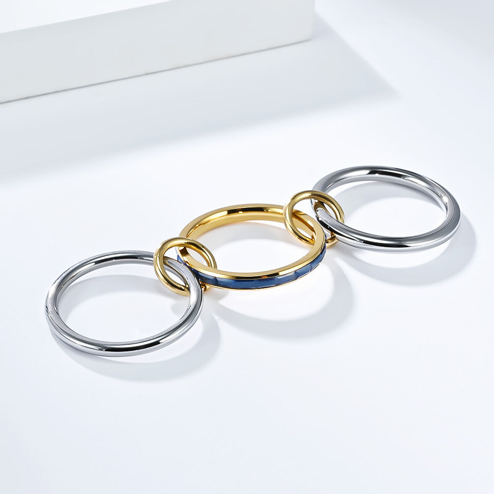 Zircon Stacking Ring Three Layer Design By Planderful Shop For Women Titanium Steel Plated 18K Gold Elegant Luxurious