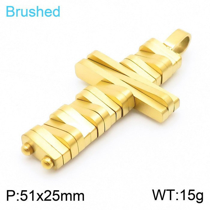 Hip-Hop Men's Personalized Irregular Cross Pendant Necklace in Stainless Steel and Titanium