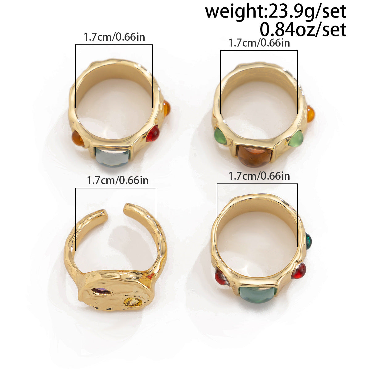 Planderful Collection Vienna Verve Zircon Gem Ring Set Geometric Lava Inlaid Statement Jewelry For Women