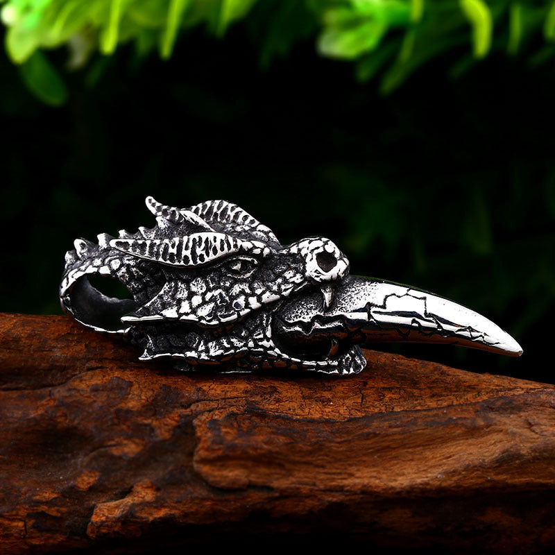 Retro Dragon Head Pendant for Men - Creative Titanium Steel Jewelry in European and American Style