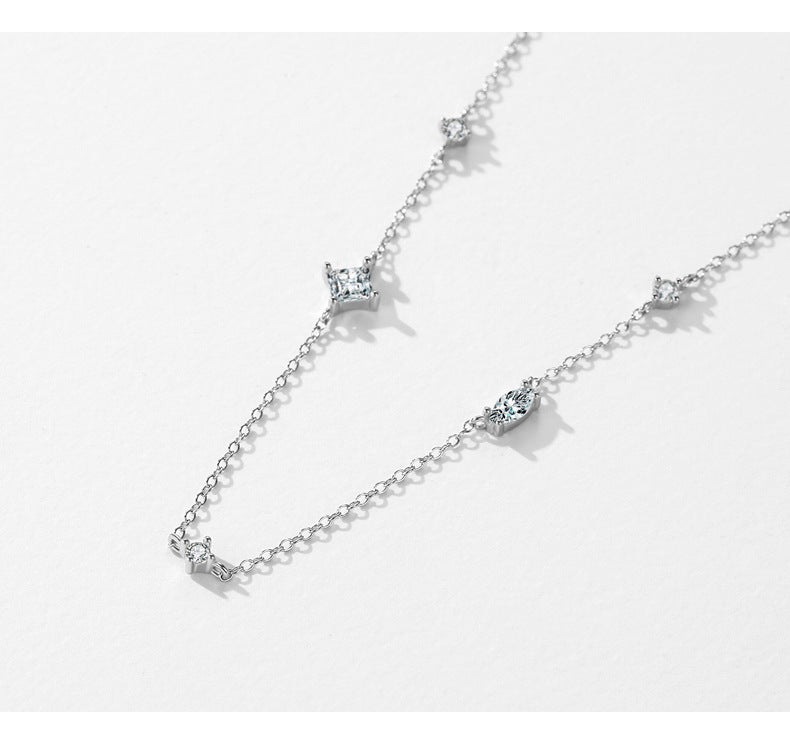 925 Sterling Silver Geometric Zircon Necklace