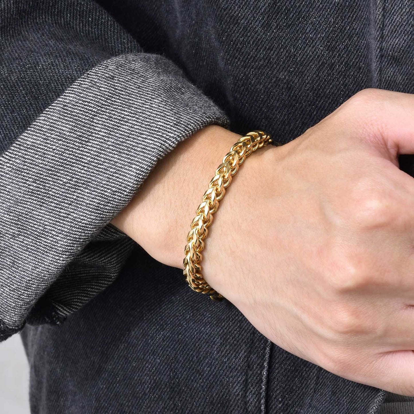 Stainless Steel Bracelet Retro Gray Keel Chain for Men