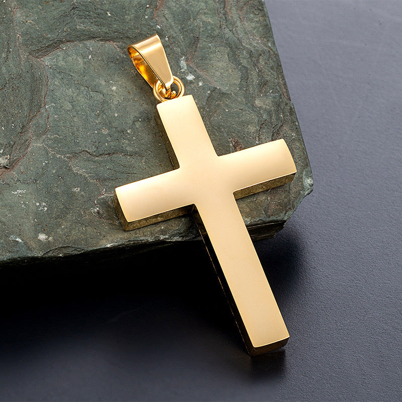 Planderful Stainless Steel Cross Pendant Necklace For Men Hip Hop Style Accessory