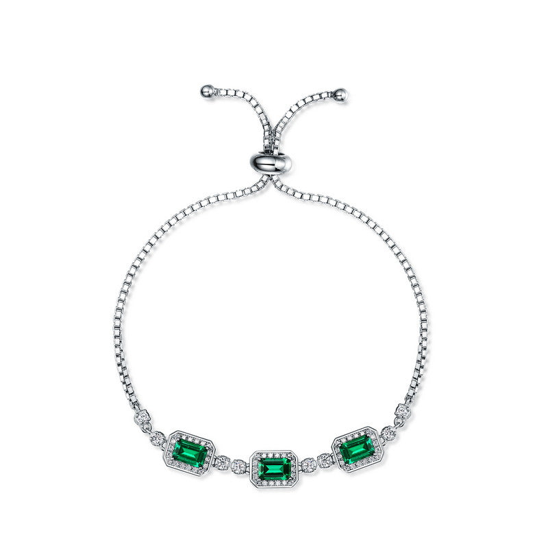 S925 Sterling Silver Lab-Grown Gemstone Vintage-Inspired Bracelet