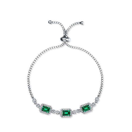 S925 Sterling Silver Lab-Grown Gemstone Vintage-Inspired Bracelet
