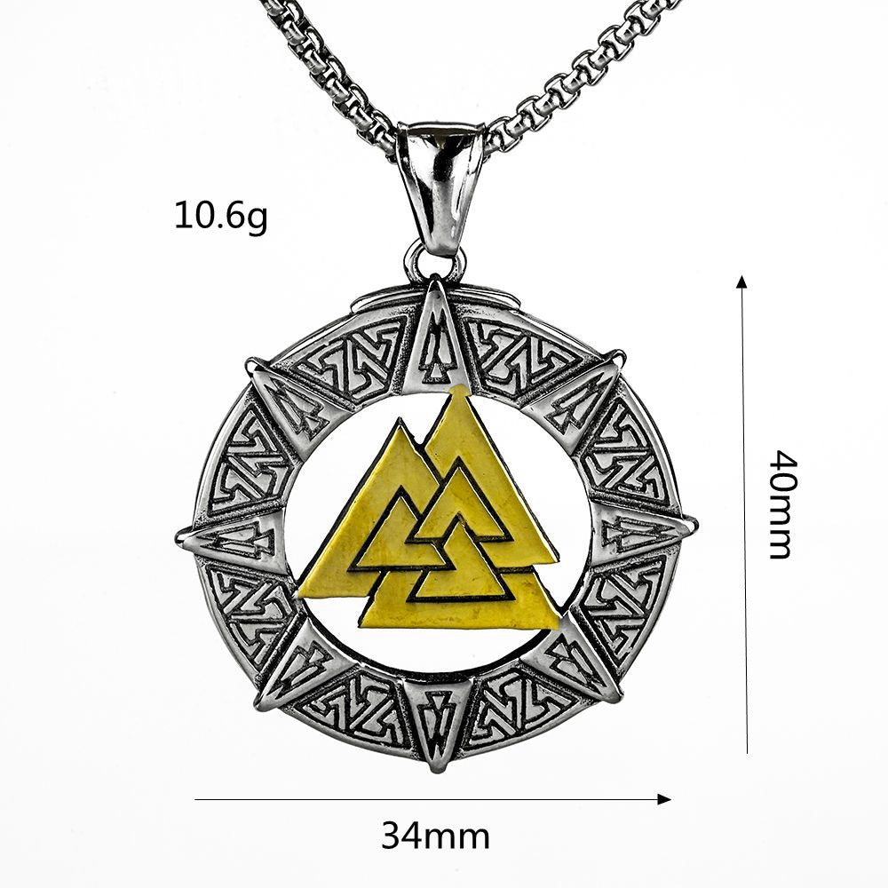 Planderful Shop Viking Triangle Titanium Steel Pendant For Men Retro Relief Necklace Norse Legacy