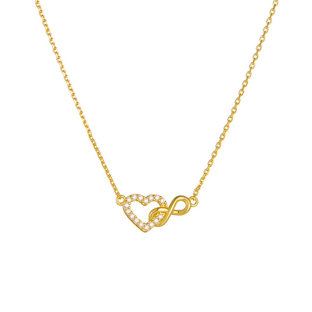 Lucky Figure-8 Infinite Heart-Shaped Sterling Silver Necklace Niche Versatile Necklace