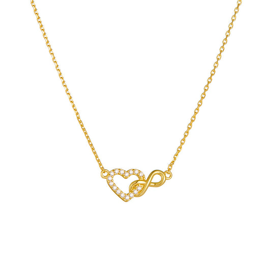 Lucky Figure-8 Infinite Heart-Shaped Sterling Silver Necklace Niche Versatile Necklace