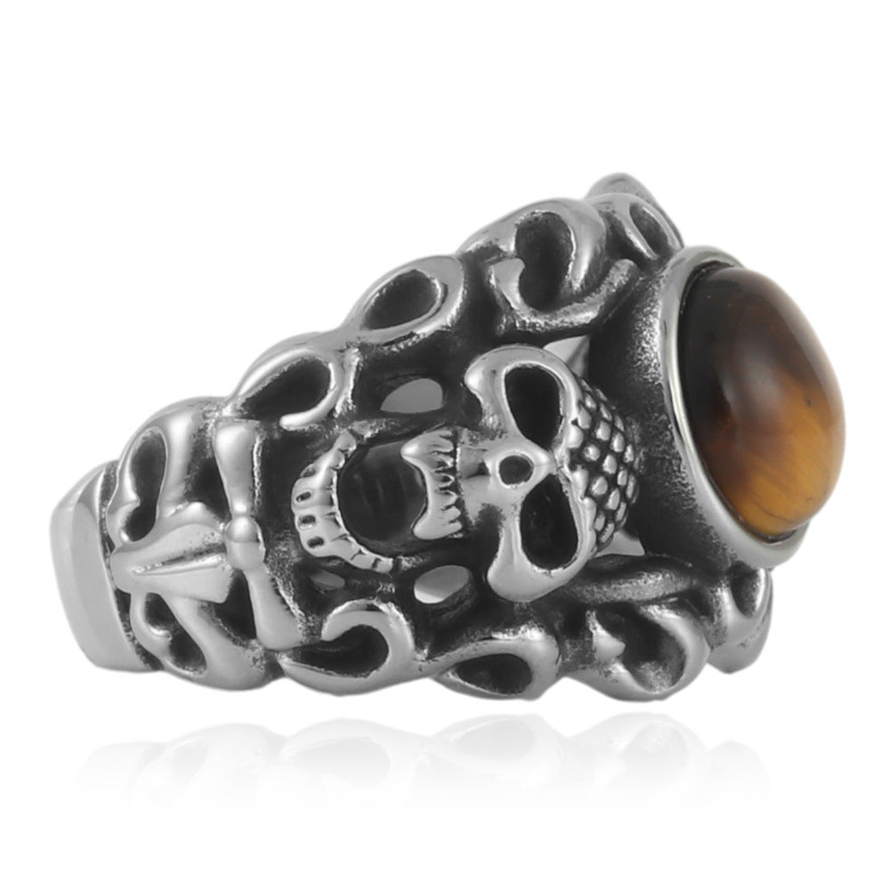 Trendy Titanium Steel Skull Ring for Men - Punk Retro American & European Style
