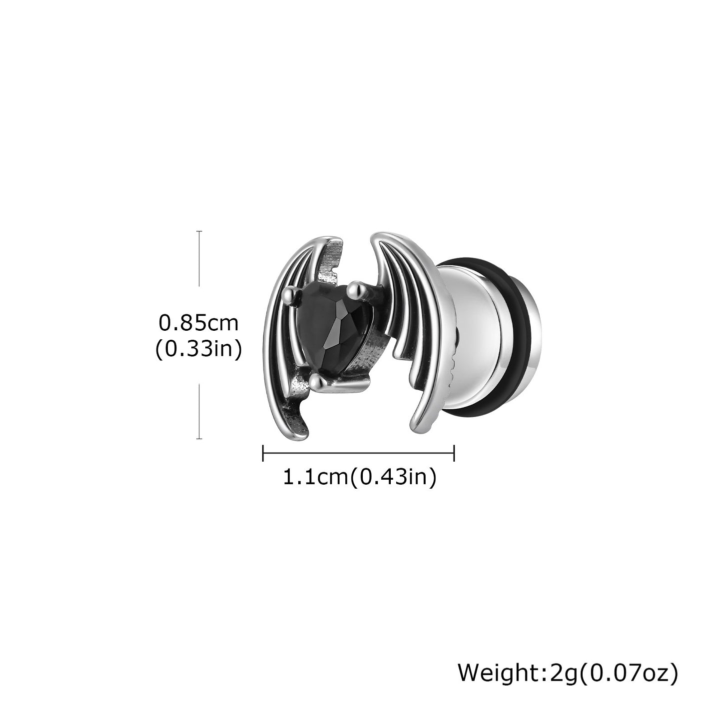 Planderful Heart Wing Stud Earrings Unisex Stainless Steel